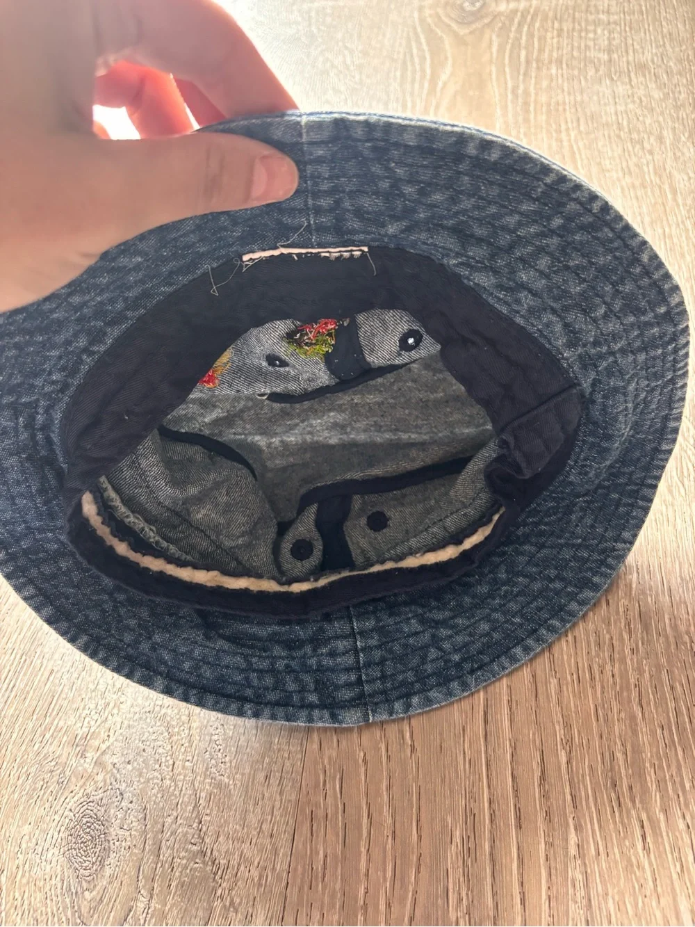VintageBass Pro Shops Kids' Denim Bucket Hat with Fly Embroidery - Blue